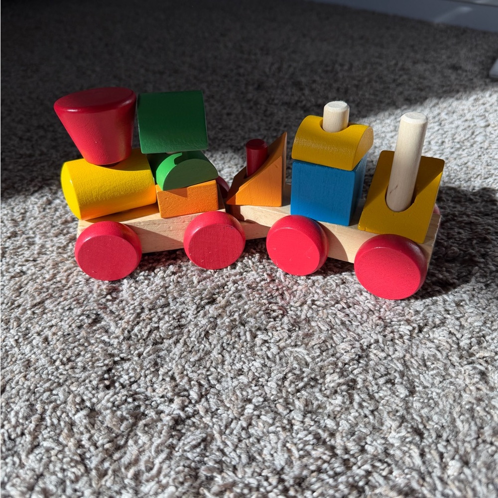 Melissa & Doug Wooden Toy Train in Red, Yellow, Green, Blue, Orange